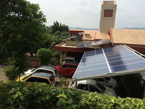 Rooftop solar panels in Udaipur, Rajasthan, promoting eco-friendliness and renewable energy solutions.